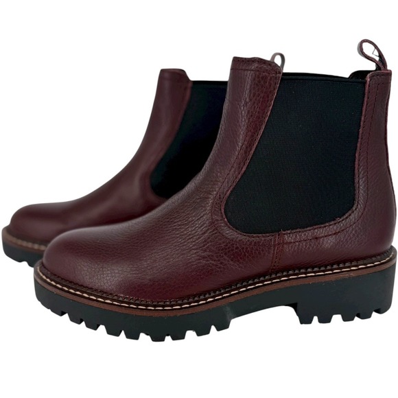Caslon Womens Miller Water Resistant Leather Chelsea Ankle Boots Burgundy Size 7 - Picture 1 of 12
